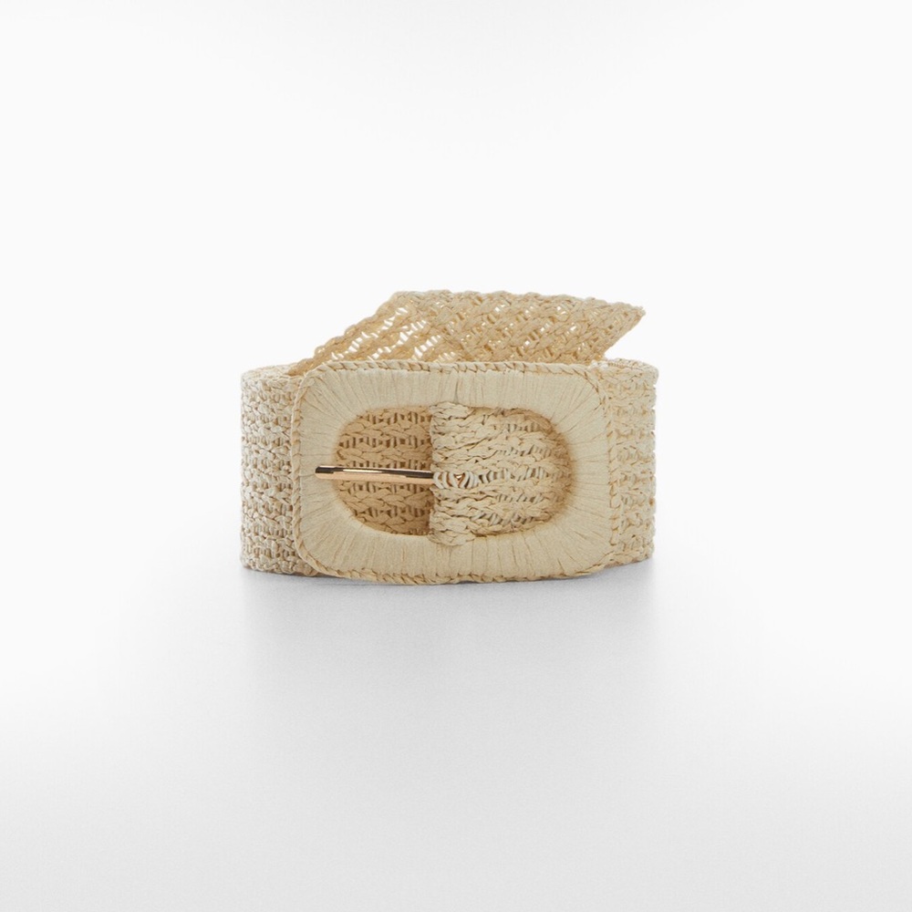 MANGO NWOT Buckle Belt, Size M, Color Cream